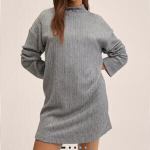MNG Heather Gray Knitted Braided Sweater Dress. Size 6